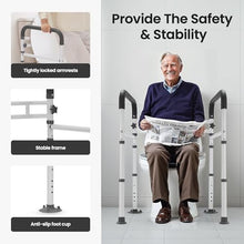 Load image into Gallery viewer, Careboda Toilet Safety Rails, Toilet Frame for Seniors, Elderly &amp; Disabled, Toilet Rails Adjustable, Foldable Toilet Handles, Non-Slip Foot Mats, Easy to Store, Fit Any Toilets, 300lbs Capacity
