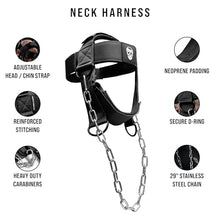 Load image into Gallery viewer, Gymreapers Neck Harness Weight Lifting - Neck Trainer Workout Equipment - Heavy Duty Stainless Steel Chain, Adjustable Neoprene Head Strap, Exercise Equipment for Strength &amp; Pain Relief
