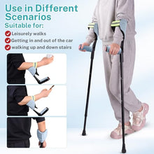 Load image into Gallery viewer, ENLUNTRA Forearm Crutches for Adults, 2 Pcs, Adjustable Arm Crutch with Elbow Strap and Cushion, Portable and Foldable Crutches,Blue Grey
