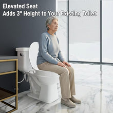Load image into Gallery viewer, BIGCOW Raised Toilet Seat with Bidet - Round, Soft Close, 3" Height - Dual Nozzle (Frontal &amp; Rear Wash) with Adjustable Cold Water Pressure and Stainless Steel Inlet (Round)
