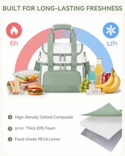 Load image into Gallery viewer, HOMESPON Double Layer Insulated Lunch Bag with Shoulder Strap, 12L, Green
