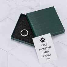 Load image into Gallery viewer, LYTTMAB Keep Pawstive Titanium Stainless Steel Animal Paw Fidget Ring - Men &amp; Women Teens, 6mm Width, Black, Engraved, Size 5
