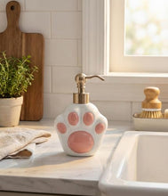 Load image into Gallery viewer, NEWHENGS Paw Shape Soap/Lotion/Hand Sanitizer Metal Pump Dispenser Funny Gifts, Refillable for Cute Kitchen and Bathroom Accessories (Matt White)
