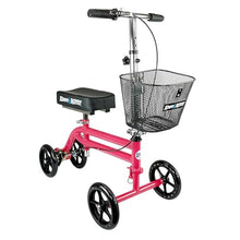 Load image into Gallery viewer, KneeRover Steerable Knee Scooter – Foldable Mobility Aid &amp; Knee Walker with Basket for Adults, Adjustable Handlebar and Comfortable Knee Pad (Hot Pink)
