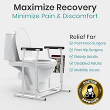 Load image into Gallery viewer, Vive Toilet Safety Rail with Arms - Toilet Support Frame w/Handles for Seniors
