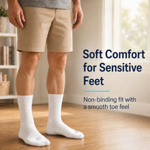 Load image into Gallery viewer, Doctor's Choice Diabetic Socks for Men, Seamless Crew Socks with Non-Binding Top, Provides Extra Comfort for Gout, 4-Pairs, White, Large, Size 10-13
