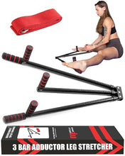 Load image into Gallery viewer, MuscleForge 3 Bar Leg Stretcher for Splits and Adductor Stretch to Over 180°, Split Machine for Flexibility with 6 Regulations - Legs Spreader, Groin Stretcher, Ballet, with Padded Grips and Strap
