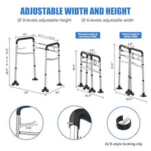 Load image into Gallery viewer, UGarden Toilet Safety Rails, Stainless Steel Adjustable Toilet Frame with Soft Handles&amp;Tissue Holder, 380LBS Foldable Detachable Toilet Safety Frame for Elderly, Seniors, Handicap &amp; Disabled
