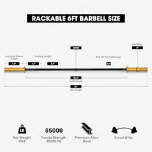 Load image into Gallery viewer, Mikolo 7ft Olympic Barbell, Barbell for Weightlifting and Powerlifting 45lb (6ft,Gold)

