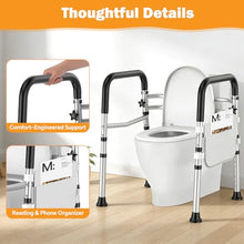 Load image into Gallery viewer, Toilet Safety Rails for Seniors, Adjustable Height &amp; Width Toilet Safety Frame with Handles (350LB Capacity), Elderly Assistance Products for Handicapped, Foldable Toilet Bars Fits Any Toilet
