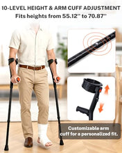 Load image into Gallery viewer, KUAZIDAR Forearm Crutches for Adults, Foldable &amp; Height Adjustable Arm Elbow Crutches (1 Pair)
