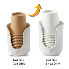 Load image into Gallery viewer, Dobbyby Ceramic Bathroom Cup Dispenser with Stylish Vertical Stripes - Disposable Mouthwash Cup Holder Holds 3-4oz Paper Cups for Rinsing Cups on Bathroom Vanity Countertops (White-White-2 Pack)
