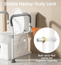 Load image into Gallery viewer, HOMLAND Toilet Safety Rail for Seniors with Adjustable Height &amp; Width, Toilet Safety Frame with Handles, 350LB Toilet Support Rail for Handicap and Disabled, Grey
