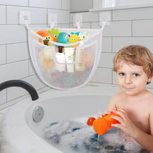 Load image into Gallery viewer, DOCMON Bath Toy Storage, Large Capacity Bath Toy Holder with Bottom Zipper, Quick Release Bathtub Toy Storage with Large Pocket, Corner Mesh Bath Toy Organizer Basket Bin for Bathroom Toys - White
