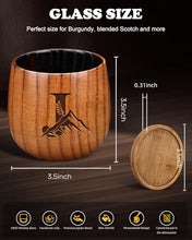 Load image into Gallery viewer, Birthday Gifts for Men Whiskey Glass, Bourbon Glass Gifts for Men Personalized Charred Wooden Bourbon Drinking Glass, Engraved Anniversary Groomsmen Gift for Men Dad Husband Him, Whiskey Tumbler Cup J
