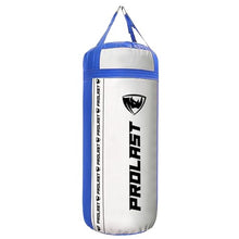 Load image into Gallery viewer, PROLAST 4 Ft 135 Lb XL Heavy Punching Boxing Bag for Adults, MMA, Martial Arts, Muay Thai, Kicking, Strength Training Equipment, Unfilled, New Edition Logo, White and Blue
