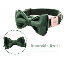 Load image into Gallery viewer, ARING PET Dog Collars with Bowtie-Velvet Dog Bow tie Collar, Adjustable Dark Green Dog Collar
