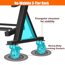Load image into Gallery viewer, CHICAURA 3 Tier Dumbbell Rack with Lockable Wheels, 1200LBS Rolling Weight Rack

