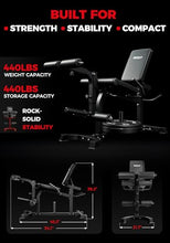 Load image into Gallery viewer, Mikolo Leg Extension and Curl Machine, Adjustable Leg Curl Machine, Seated Leg Extension and Lying Curl Machine for Home Gym, Leg Workout Equipment with Triple Loading System, Black
