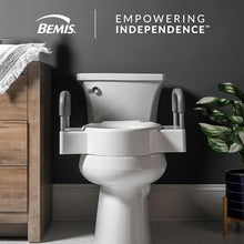 Load image into Gallery viewer, Bemis Rise 4.5" Raised Toilet Seat with Support Handles, Hinges Never Loosen, Fits Round and Elongated
