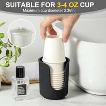 Load image into Gallery viewer, Dobbyby Ceramic Bathroom Cup Dispenser with Stylish Vertical Stripes - Disposable Mouthwash Cup Holder Holds 3-4oz Paper Cups for Rinsing Cups on Bathroom Vanity Countertops (Matte Black)

