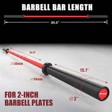 Load image into Gallery viewer, TECHNOAGE 7FT Olympic Barbell, 40LB Olympic Weight Bar with 2-Inch Sleeves-Red &amp; Black
