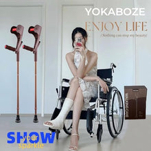 Load image into Gallery viewer, YOKABOZE Forearm Crutches for Adults Foldable Knee Patients Mobility aids for Children and Seniors (Brown Pro)
