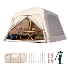 Load image into Gallery viewer, ABORON Inflatable Camping Tent, 4–6 Person Dome Blow Up Tent with Hand Pump, Easy Setup &amp; Ventilated, Waterproof Outdoor Camping Tent for Camping, Backyard, Beach &amp; Picnic
