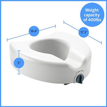Load image into Gallery viewer, Medline 5" Raised Toilet Seat with Lock, No Arms, White, 400 lb Capacity - Easy Installation - Elderly &amp; Disabled Bathroom Aid
