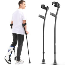 Load image into Gallery viewer, HEALTHBAZAAR Forearm Crutches for Adults, Foldable and Height Adjustable Elbow Crutches with Ergonomic Handgrips
