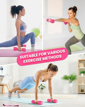 Load image into Gallery viewer, Adjustable Dumbbells Set, 4 in 1 Hand Weights Set for Women Men 10 LB Dumbbell Pair Each 2lbs 3lbs 4lbs 5lbs Weights Dumbbells Set with TPU Soft Rubber Handle for Home Gym Exercise Fitness - Rose
