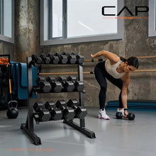 Load image into Gallery viewer, CAP Barbell 280 LB Dumbbell Set with 3-Tier Rack, Rubber Hex Weights

