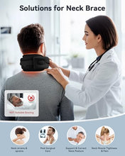 Load image into Gallery viewer, Heated Neck Brace Cervical Collar - Neck Support Brace with Heating Pad, Soft Foam Wraps Keep Vertebrae Stable and Aligned for Relief of Cervical Spine Pressure for Women &amp; Men Black (M Size)
