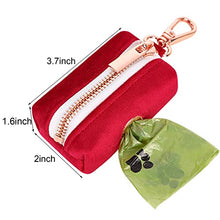 Load image into Gallery viewer, ARING PET Dog Waste Bag Dispenser, Soft Doggy Poop Bags Holders Attach to Any Leashes, Velvet Portable Washable Red Pet Waste Pouch Dispenser with Metal Zipper
