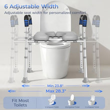 Load image into Gallery viewer, KingPavonini Toilet Seat Risers for Seniors, Raised Toilet Seat with Handles with Adjustable Height &amp; Width

