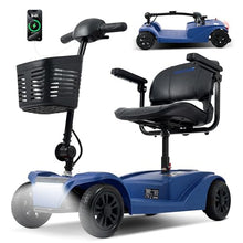 Load image into Gallery viewer, WayCare 15-25 Miles Long Range Mobility Scooter,Weight Capacity 300 LBS+ Powered Mobility Scooters for Seniors, Compact Duty Mobile for Travel with LED Headlight and Detachable Basket(Blue)
