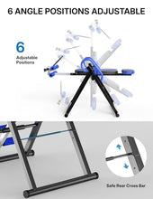 Load image into Gallery viewer, YOLEO Gravity Heavy Duty Inversion Table with Headrest &amp; Adjustable Protective Belt Back Stretcher Machine for Pain Relief Therapy (W1-Blue)
