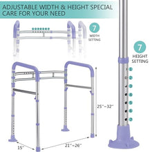 Load image into Gallery viewer, Lianjindun Toilet Safety Rails, Adjustable Toilet Frame for Elderly, Seniors, Handicap &amp; Disabled, Foldable Handicap Toilet Handles Fit Any Toilets（Purple）
