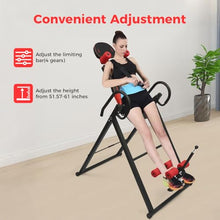 Load image into Gallery viewer, Inversion Table, 330.7lbs Capacity Heavy Duty Inversion Table Heavy Duty Strength Training Inversion Equipment w/Headrest &amp; Adjustable Protective Belt for Back Pain Muscle Tension (Black + Red)
