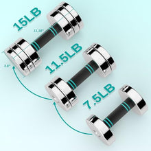 Load image into Gallery viewer, LIFERUN 15lb Steel Adjustable Dumbbell Set of 2, Free Weights Dumbbells Set, Non-Slip and Comfortable Foam Handle, Adjustable Dumbbells Weights Set for Home Gym Office Exercise
