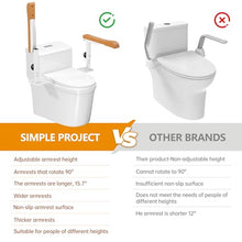 Load image into Gallery viewer, Simple Project 15.7" Toilet Safety Rails for Seniors, Flipped 90°＆Adjust Heigh Toilet Seat Handle, Super Sturdy 500LBS Toilet Safety Frame for Disabled or Mobility Issues, Grab Bars Arms(Brown)
