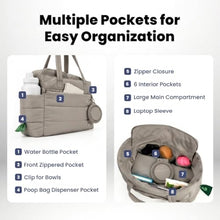 Load image into Gallery viewer, Rubyloo Puffer Dog Travel Bag for Dog Moms, Diaper Bag with Travel Bowls
