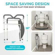 Load image into Gallery viewer, Stander Wonder Toilet Safety Rails for Seniors, Adjustable Detachable Toilet Frame with Padded Handles for Elderly Adults, Foldable Handicap Support Rail with Footrest, Fits Any Toilets

