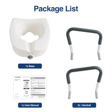 Load image into Gallery viewer, Raised Toilet Seat with Removable Padded Arms Adjustable Width 5" Toilet Seat Riser Supports 300lbs for Seniors
