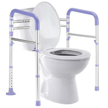 Load image into Gallery viewer, Lianjindun Toilet Safety Rails, Adjustable Toilet Frame for Elderly, Seniors, Handicap &amp; Disabled, Foldable Handicap Toilet Handles Fit Any Toilets（Purple）
