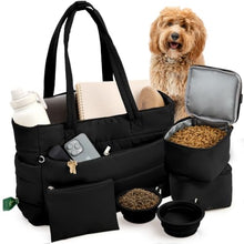 Load image into Gallery viewer, Rubyloo Puffer Dog Travel Bag for Dog Moms, Diaper Bag with Travel Bowls
