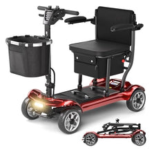 Load image into Gallery viewer, Lightweight Mobility Scooter for Adults &amp; Seniors - Cruise &amp; Airport Approved, 43lb Foldable Portable Motorized Scooters with Dual Lithium Batteries for 24.8 Miles Travel, 300lb Capacity, Red

