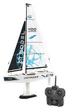 Load image into Gallery viewer, PLAYSTEM Voyager 400 RC Controlled Wind Powered Sailboat in Blue - 26" Tall
