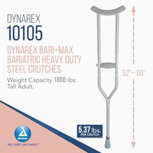 Load image into Gallery viewer, Dynarex Bariatric HD Steel Tall Adult Crutches - Extra Heavy Duty Bariatric Crutches with Underarm Pads
