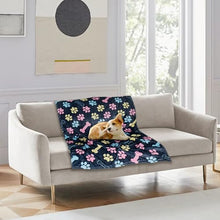 Load image into Gallery viewer, Gowyeg Dog Blankets for Large Dogs, 50"x40" Blanket Washable, Fuzzy Soft Pet Mat Throw Cover for Kennel Crate Bed, Cute Paw Pattern, Cat Blanket, Gifts Medium Small Pet Essentials, Navy Blue

